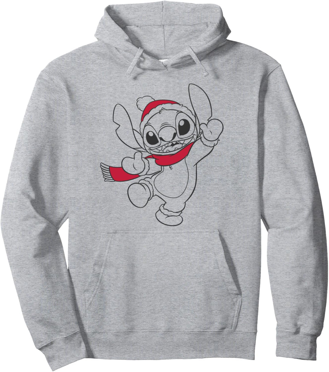 Disney Lilo & Stitch Christmas Stitch Scarf And Hat Outline Pullover Hoodie