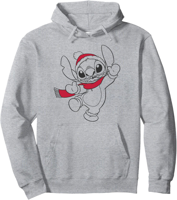 Disney Lilo & Stitch Christmas Stitch Scarf And Hat Outline Pullover Hoodie