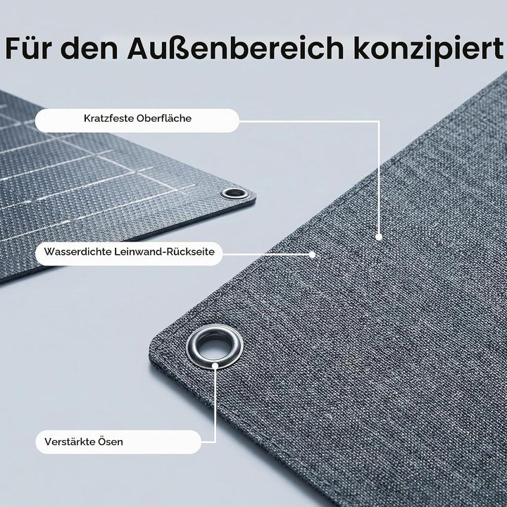 Tragbares Solar-Ladegerät, 20W Solarpanel Faltbar mit 2 Ports (USB-C+USB-A), IP44 Wasserdichtes Trag
