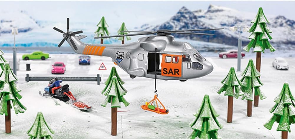 Siku 2527, SAR Transporthubschrauber, 1:50, Metall/Kunststoff, Inkl. Trage und zu rettende Spielzeug