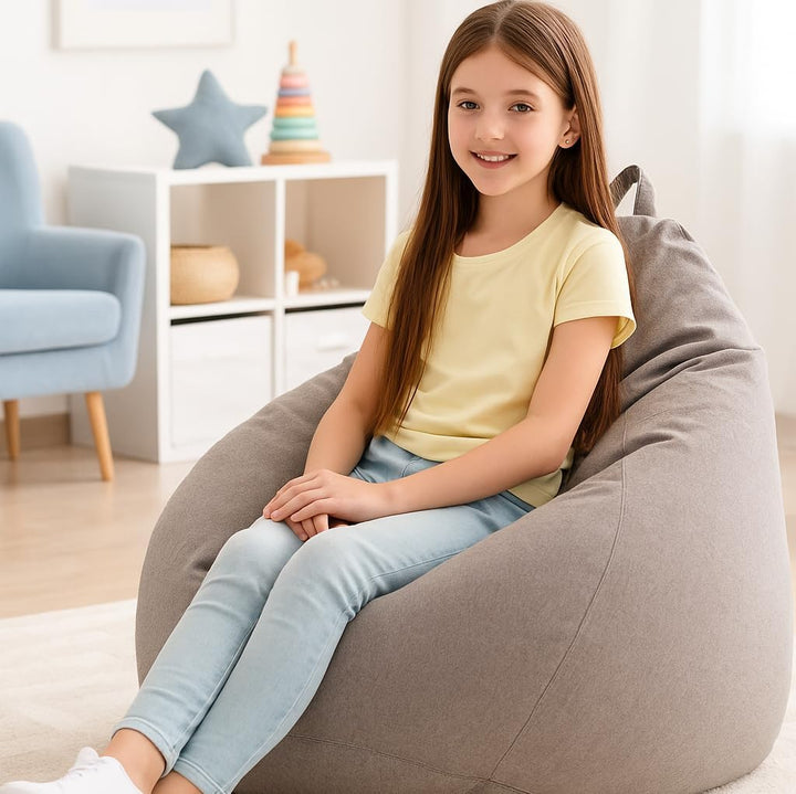 AD.CON Sitzsack mit ECO Füllung Puff Relax-Sessel Sitzkissen Bodenkissen Bean Bag 70x80x50 Hellgrau