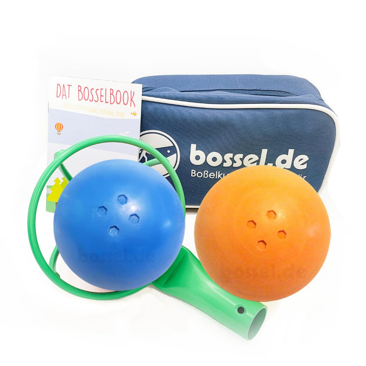 Bosselset Bosselkugeln 2 Stück, Kraber und Tasche (gelb/rot) (orange/blau), (orange/blau)