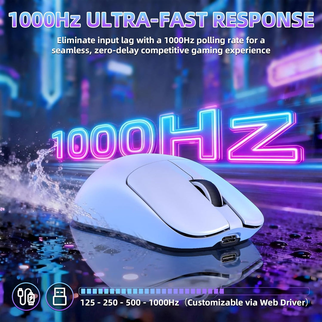 ZIYOU LANG×MAGIC-REFINER AJ199 Kabellose Gaming Maus Leicht, 49g Tri-Modus 2.4G/BT/Kabel, PixArt PAW