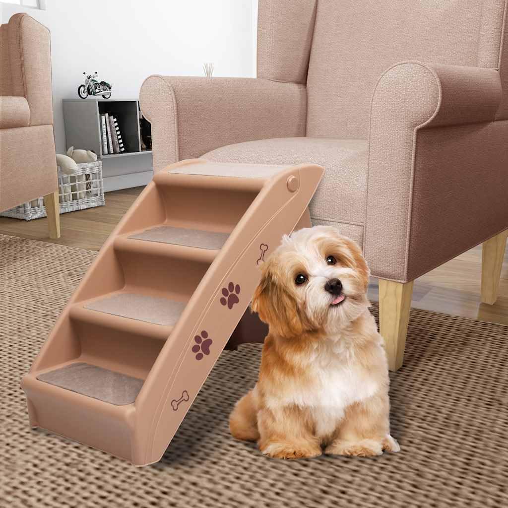 vidaXL Hundetreppe Klappbar Braun Haustiertreppe Katzentreppe Einstiegshilfe, Braun