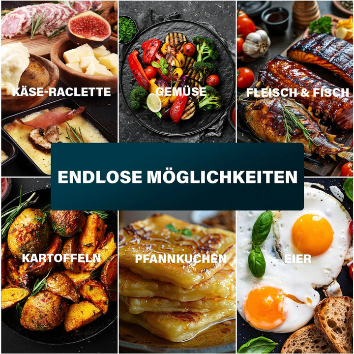 Princess Raclette Grill für bis zu 4 Personen - mit Steingrill und regelbarer Heizstufen, 600 Watt,