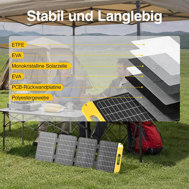 VTOMAN VS40 Tragbares Solarpanel 40W 13,9V, 25% Wirkungsgrad Faltbar | Solarpanel / IP67 Wasserdicht
