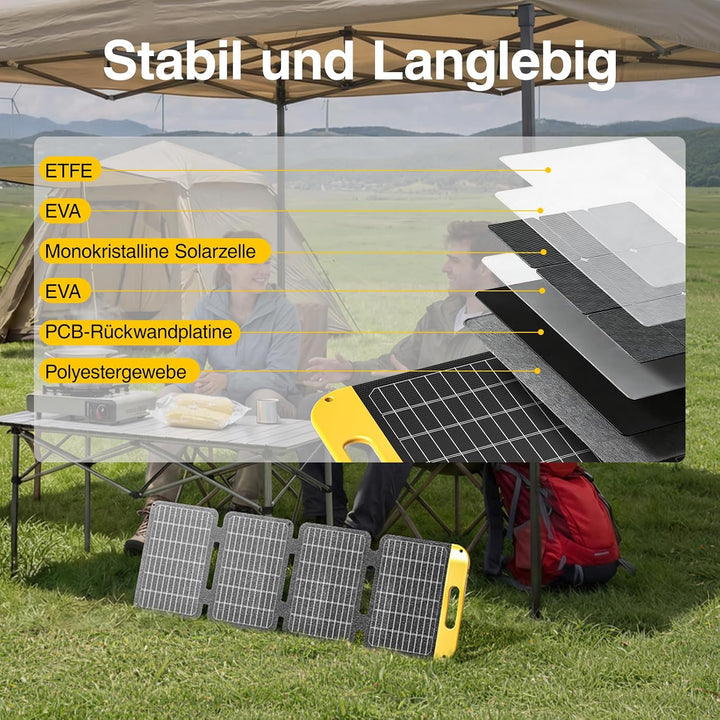 VTOMAN VS40 Tragbares Solarpanel 40W 13,9V, 25% Wirkungsgrad Faltbar | Solarpanel / IP67 Wasserdicht