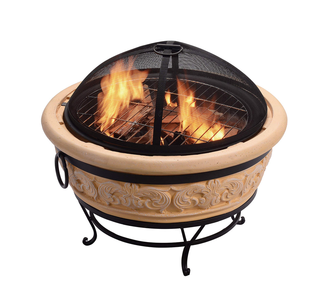 Peaktop - Feuerstelle für Brennholz für den Aussenbereich, 68 cm, rund, komplexes Design HR26303AA-S