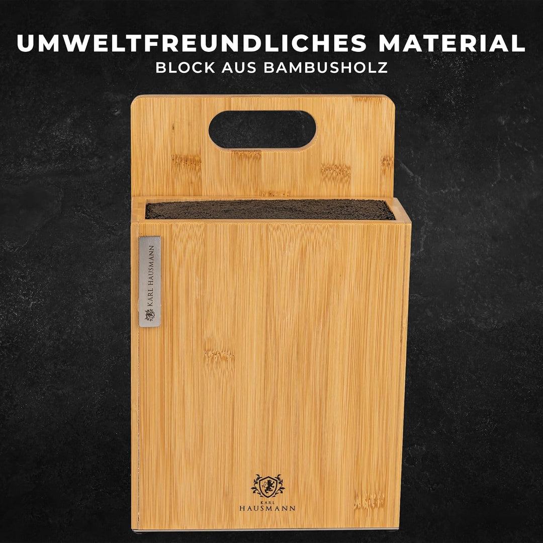 Magnet Messerblock 3in1 aus Bambus - 23x19,5x11cm - Magnetish Messerblock ohne Messer mit Magnetleis