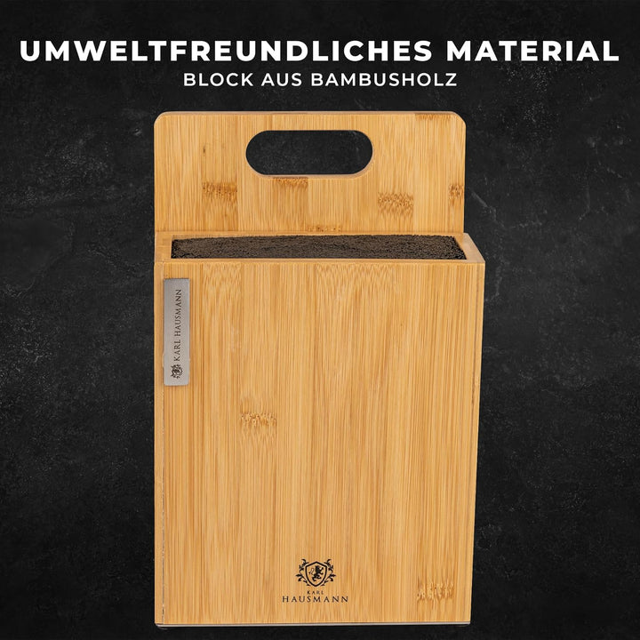 Magnet Messerblock 3in1 aus Bambus - 23x19,5x11cm - Magnetish Messerblock ohne Messer mit Magnetleis