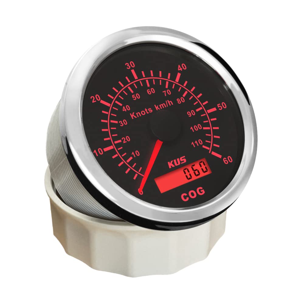 KUS GPS Tacho Kilometerzähler 60Knots 110KM/H Für Boot Yachten 85mm Mit Hintergrundbeleuchtung (Schw