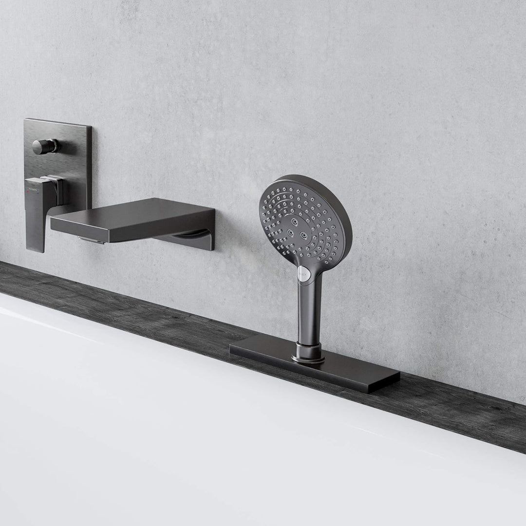 hansgrohe wassersparender Duschkopf Raindance Select S 120 (Regendusche, 3 Strahlarten), Brushed Bla
