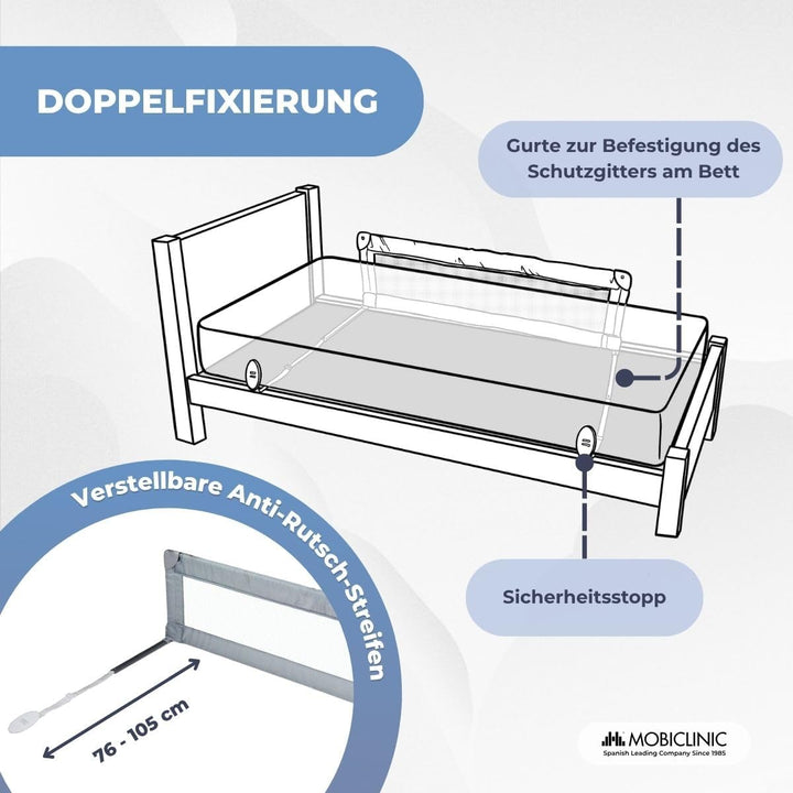 Mobiclinic® Kids, Rausfallschutz Bett, Dreamy, Reisebettgitter, Faltbar und tragbar, Leicht montierb