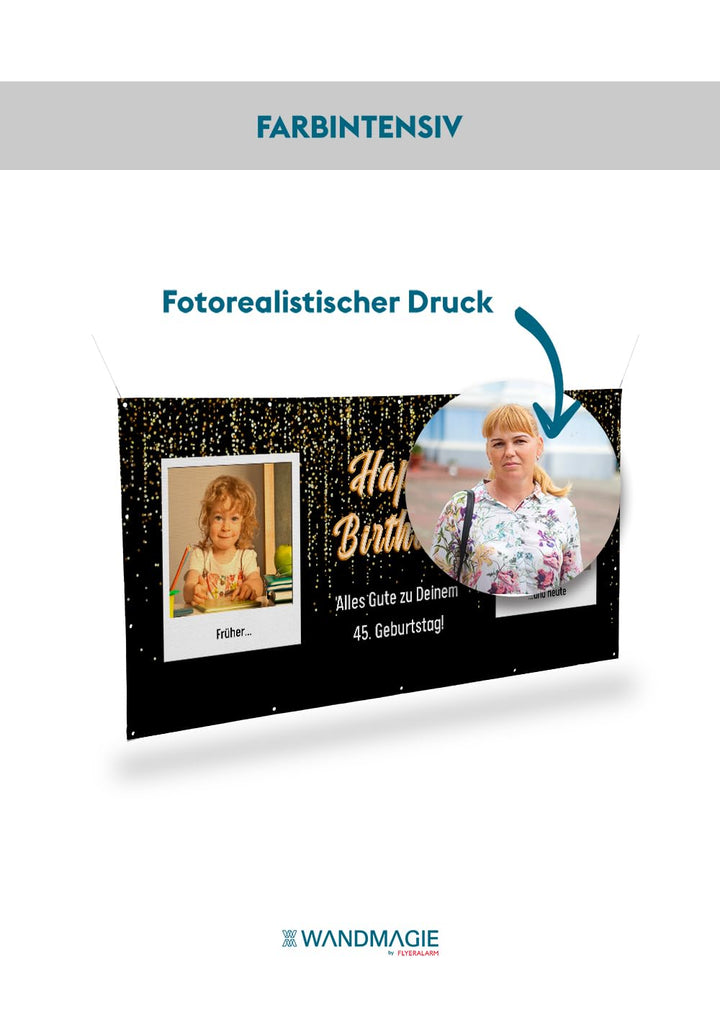 Banner zum Geburtstag selbst gestalten (50cm x 150cm) Personalisierter Geburtstagsbanner für Mann un