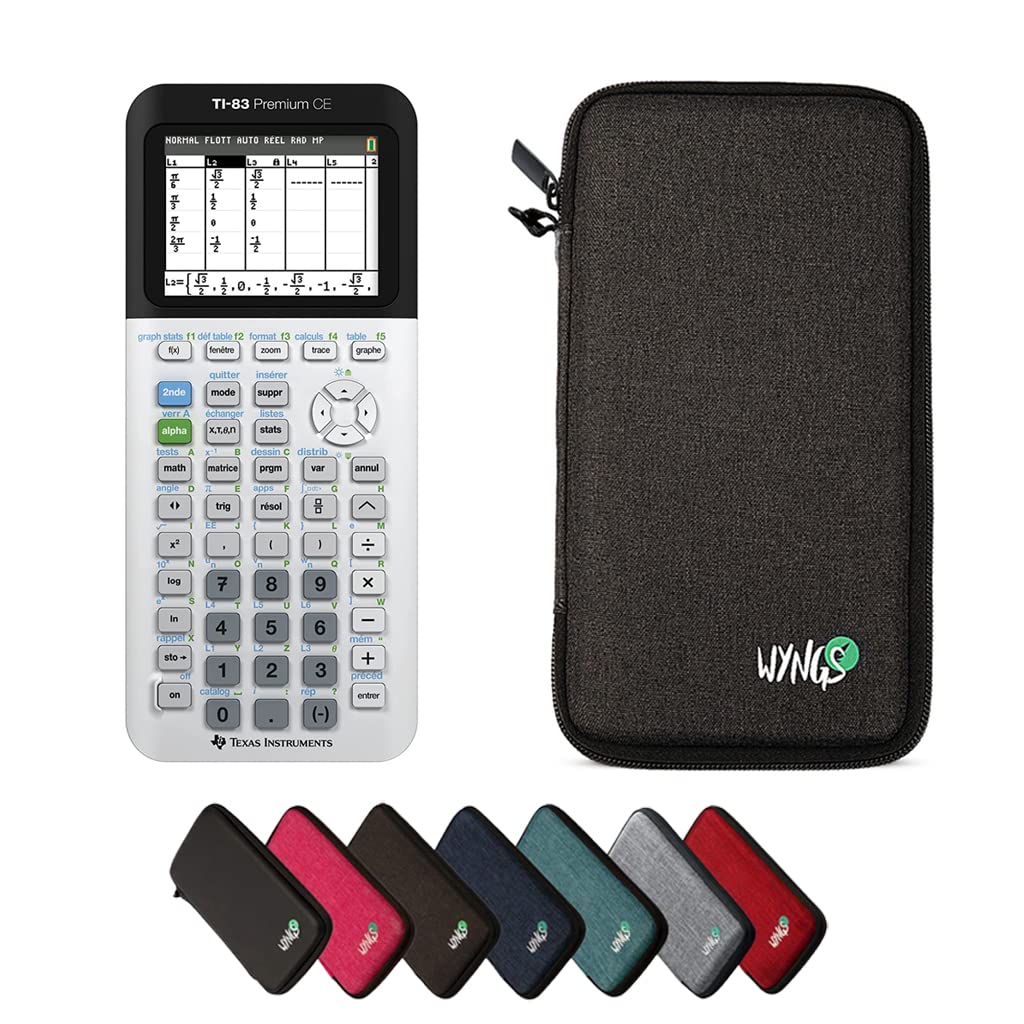 CALCUSO Sparpaket: TI-83Premium CE Grafikrechner + WYNGS Schutztasche dunkelgrau + Erweiterte Garant