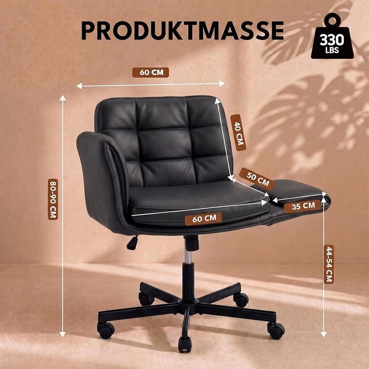5-Stufen Armlehnen Bürostuhl 150kg, Schneidersitz Stuhl Schwarz, Schwarz