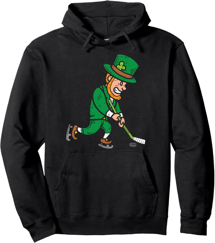 Leprechaun Ice Field Hockey Funny St Patricks Day Sport Gift Pullover Hoodie