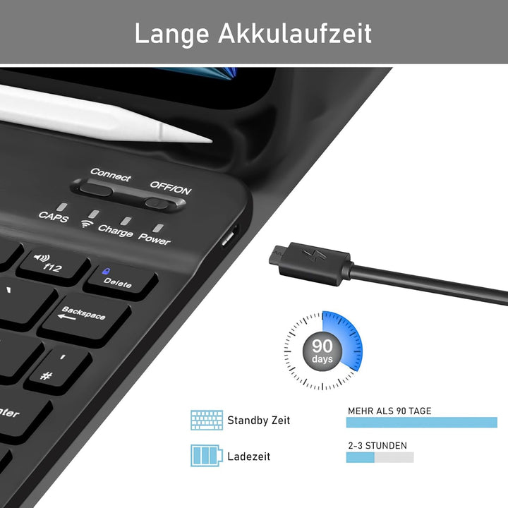 iPad Air 5 Hülle mit Tastatur für iPad Air 6 11 Zoll, Deutsches Taststur Hülle für iPad Air 11 Zoll