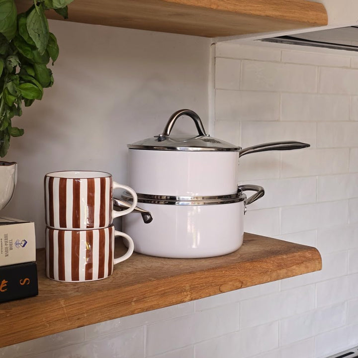 Cook & Pan - Go Ivory Honey Topfset und Pfannenset 9-teilig-Induktionsgeeignet-PFAS frei Wabenstrukt