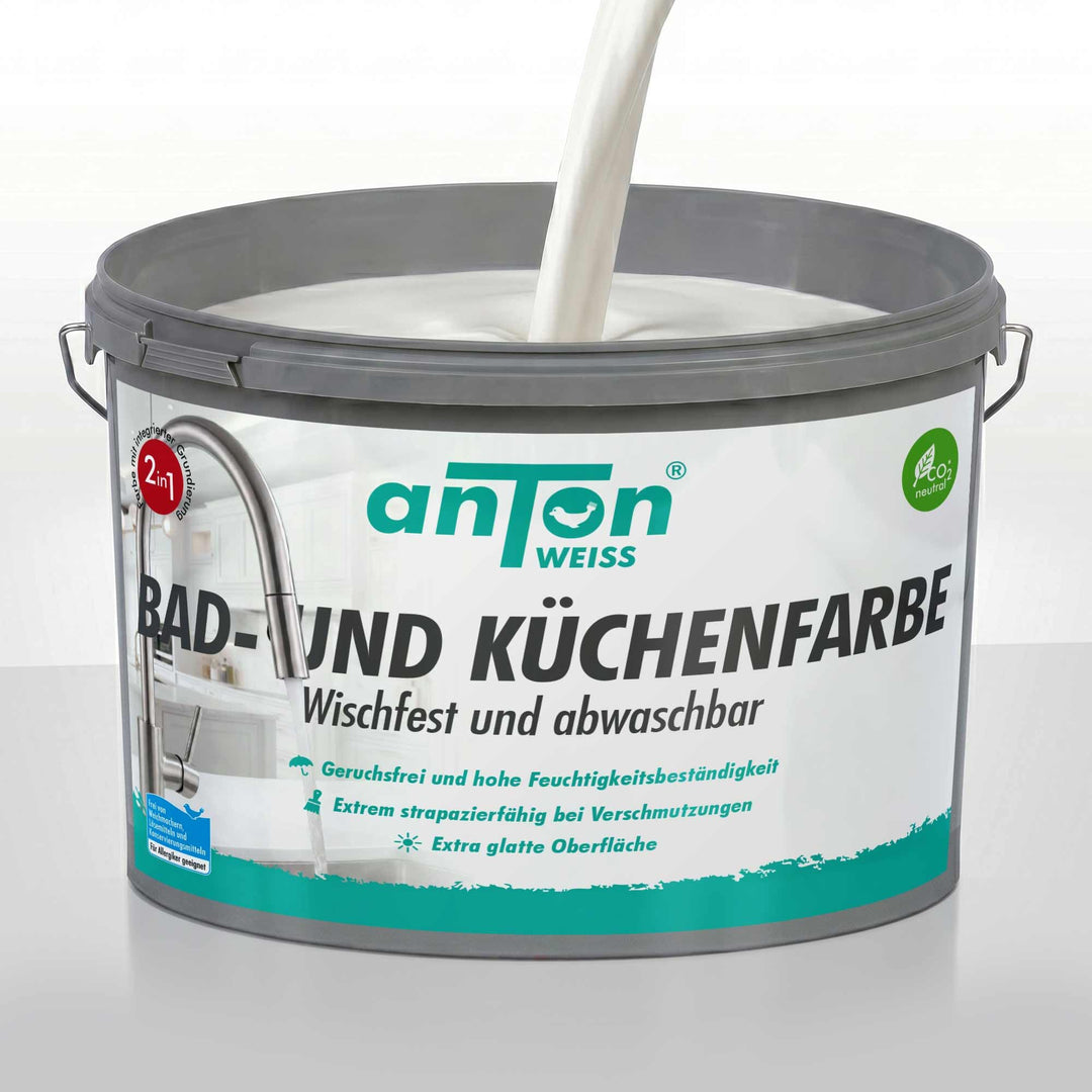 Anton Bad- und Küchenfarbe | Frische Weiss | Spezialfarbe | Direkt auf Schimmel mit Sofortwirkung &