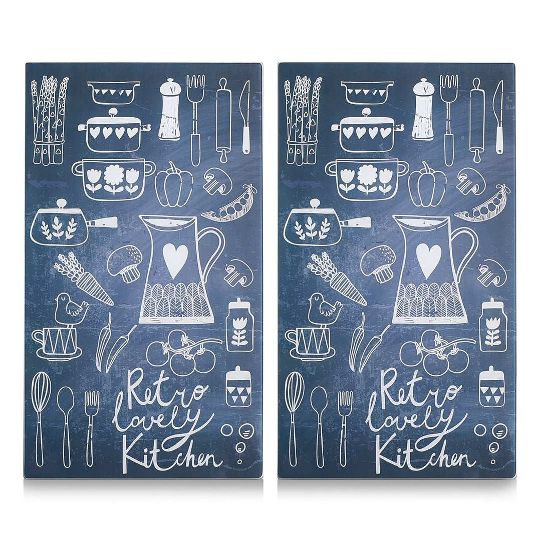 Zeller 26308 Herdabdeck-/Schneideplatten Lovely Kitchen Glas dekor 30 x 52 x 1 cm 2 Einheiten 30x52x