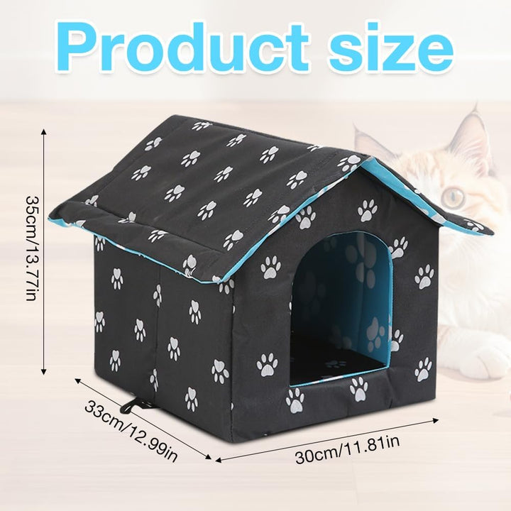 Katzenhaus Outdoor Winterfest, 35x33x30CM Wetterfest Katzenhaus für Draussen Gross mit Abnehmbarem W