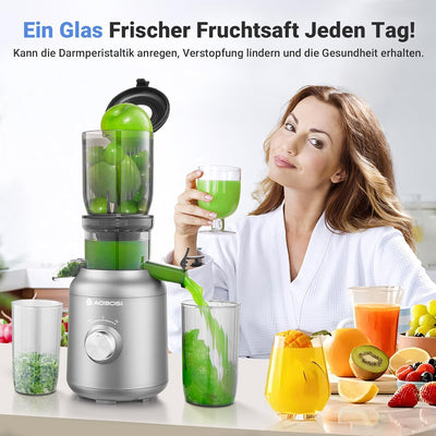 Slow Juicer-AOBOSI 250 W Entsafter- Entsafter gemüse und obst testsieger mit 103 MM Einfüllschacht u