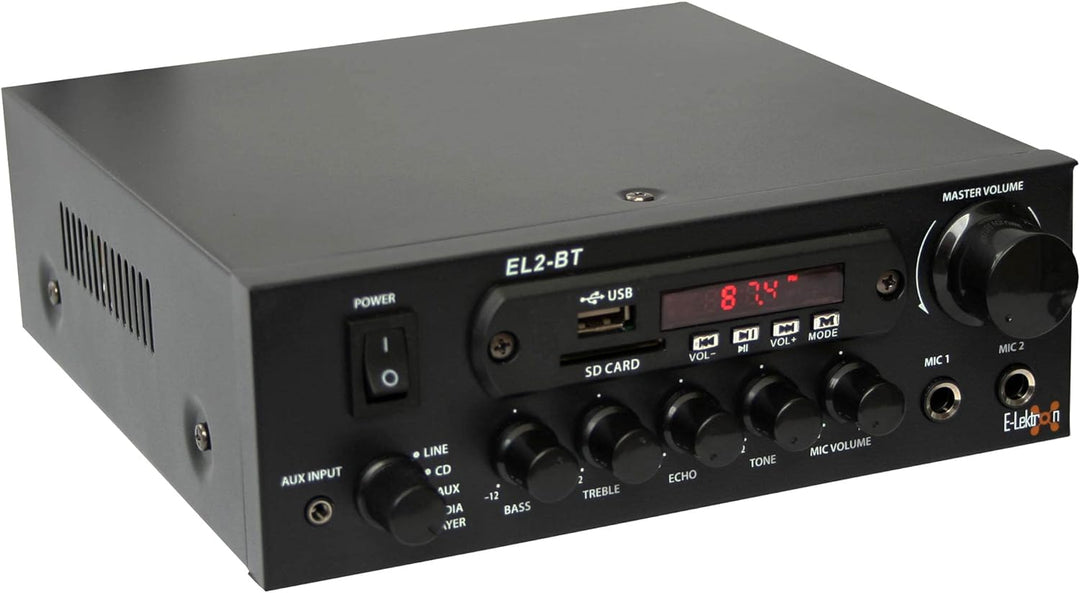 E-Lektron EL-2BT HiFi Digital-Verstärker Bluetooth/FM-Radio / MP3 / Karaoke 100W 2X Mic