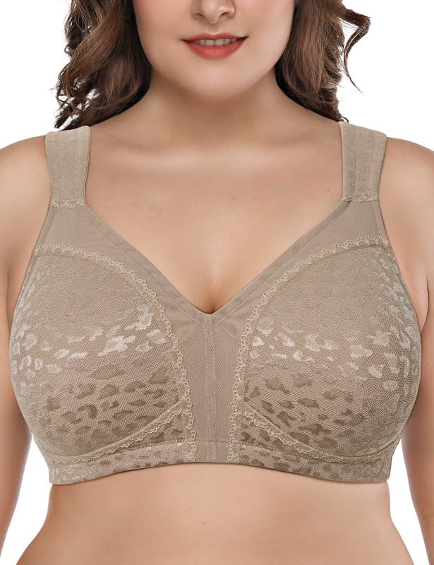 Deyllo Damen Vollschalen Minimizer BH Nicht Bügel Grosse Grössen BH Klassischer Toffee005-1 80B, Tof