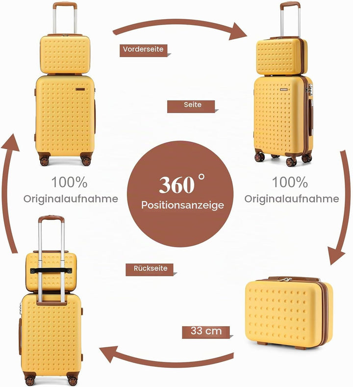 KONO Handgepäck Koffer Set mit Kosmetikkoffer Reisegepäck-Sets Beautycase Koffer Trolleys Reisekoffe
