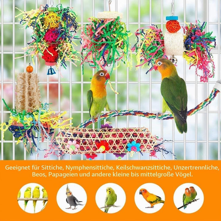 BBjinronjy Vogelspielzeug, Sittichspielzeug, Kauspielzeug, Schreddern, Futtersuchspielzeug, Hängespi