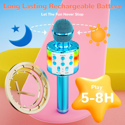 Bluetooth Karaoke Mikrofon Mikrofon Kinder Kabellos Spielzeug Kinder ab 3-12 Jahre Geschenk Mädchen