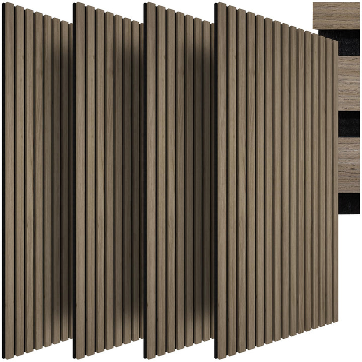 tectake® Akustikpaneele Echtholzfurnier 4er Set, effektiver Schallschutz, MDF, Schallabsorption, Sch