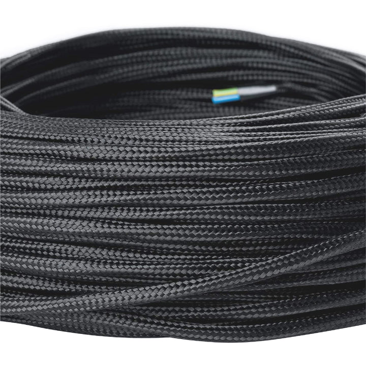 ORION LIGHTSTYLE Textilkabel für Lampen, 10 m Schwarz, 3-adrig, (3x 0,75 mm²) - Kunststoff Stromkabe