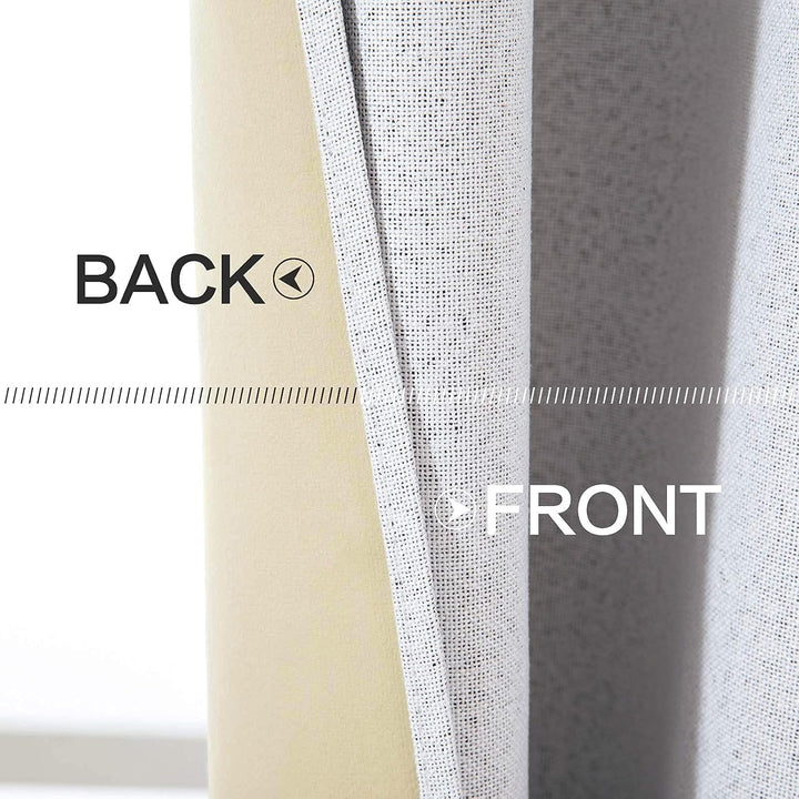 MIULEE Verdunklungsvorhänge mit ösen Gardinen Leinenoptik 2er Set 160 x 140 cm Grau Weiss Vorhang Bl