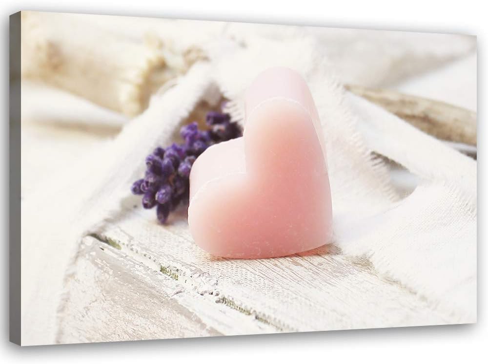 Feeby Leinwandbild Herz Bild Kunstdruck rustikal Rosa 70x50 cm M14327 70x50 cm, M14327 70x50 cm