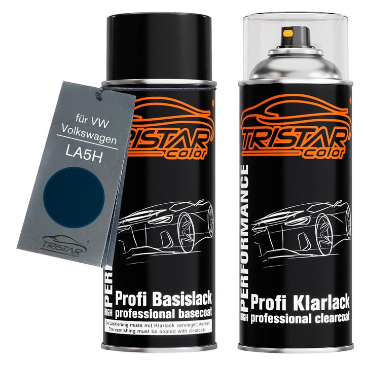 TRISTARcolor Autolack Set Spraydose für VW LA5H Deep Ocean Blue + Klarlack | für VW / Volkswagen, Se