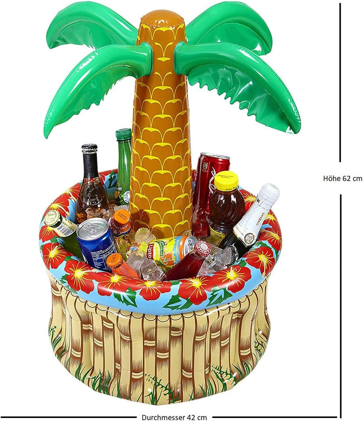 Widmann - Aufblasbare Palme mit Getränkekühler, zum Befüllen mit Eis und Wasser, Höhe circa 62 cm, D