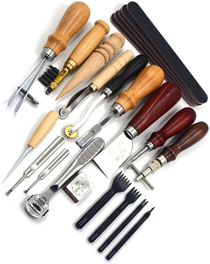 Lederhandwerkswerkzeug-Set, Lederwerkzeug-Sets, Perfekt Zum Nähen Stanzen Schneiden Nähen Lederhandw