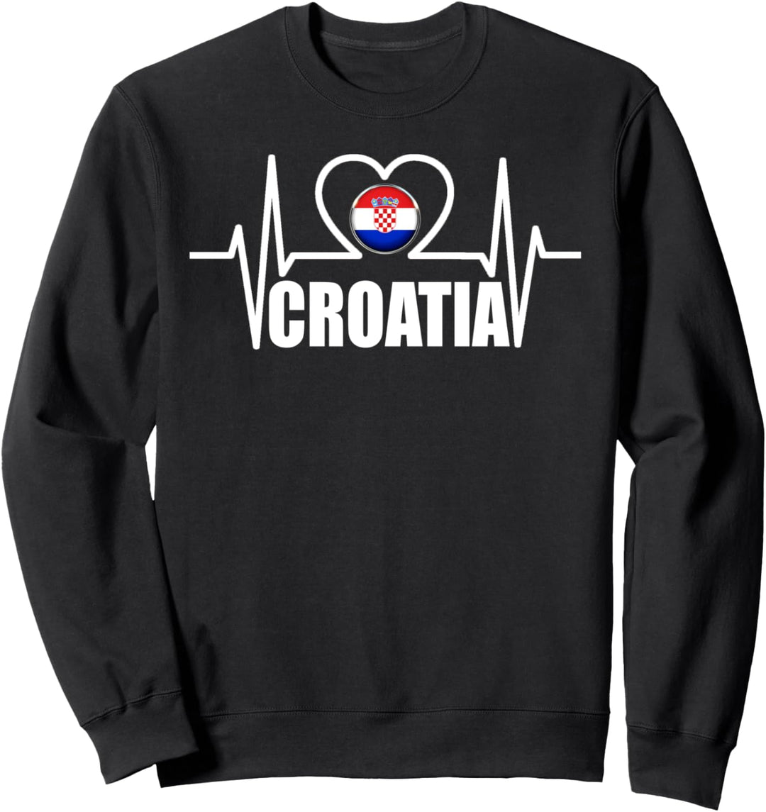 Flagcastle: Kroatien-Flagge Herzschlag Sweatshirt