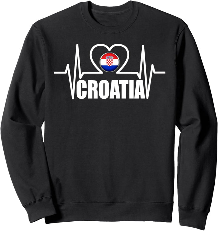 Flagcastle: Kroatien-Flagge Herzschlag Sweatshirt