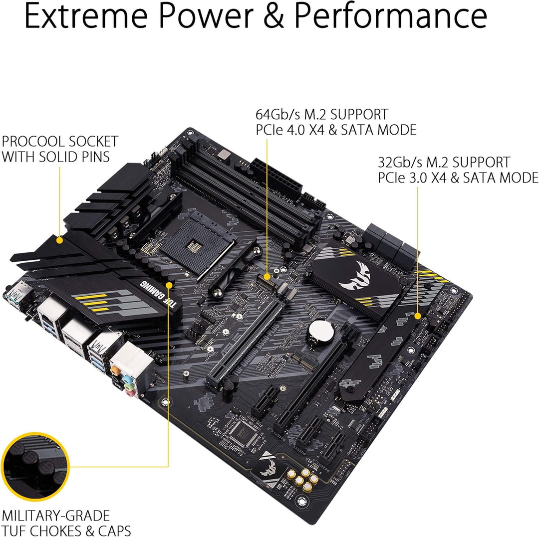 ASUS TUF Gaming B550-Plus Mainboard Sockel AM4 (ATX, Ryzen, PCIe 4.0, 2x M.2, 2Gbit/s Ethernet, SATA