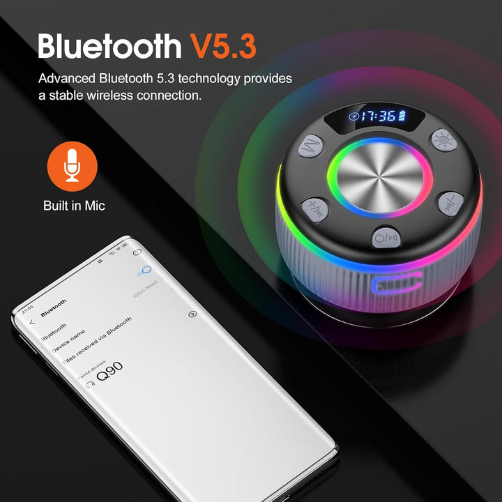 PRSCFUM Bluetooth Lautsprecher, Musikbox Bluetooth, Bluetooth 5.3 Box, IP7 wasserdichte Klein Lautsp