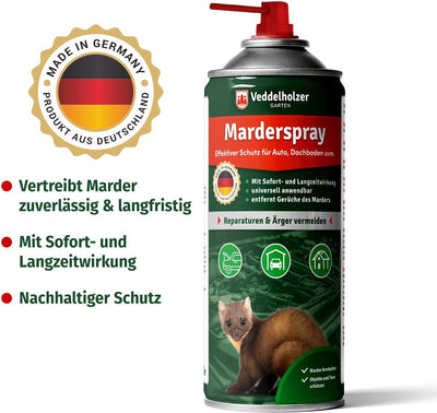 Veddelholzer Marderspray für Auto, Dachboden & Garage | 400 ml | Sofortiger & Langfristiger Schutz f