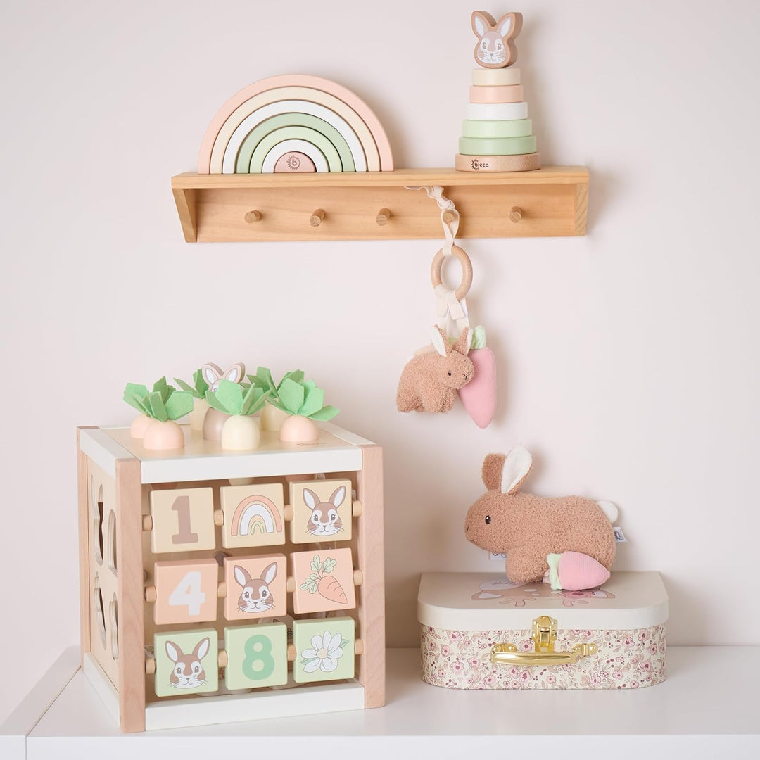 Bieco Motorikwürfel Hase Fine XXL nachhaltiges Holz FSC® | Spielwürfel Baby | Motorikwürfel ab 1 Jah
