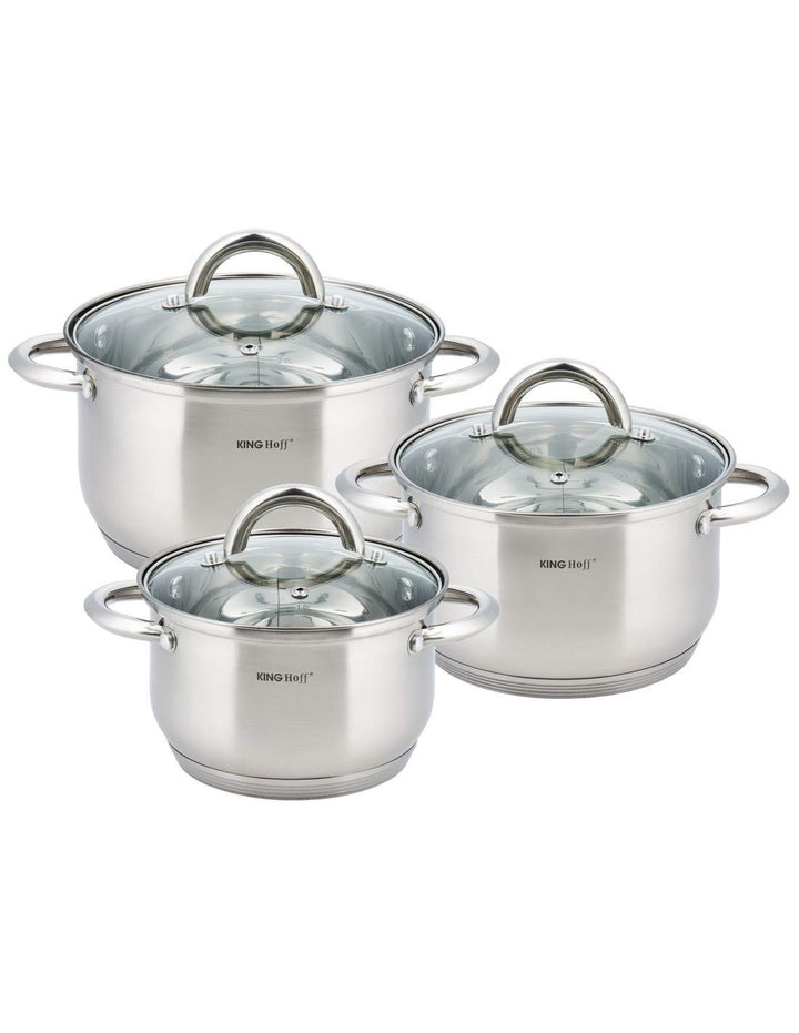 6-teilig Topfset mit Deckel Induktion Topf Glasdeckel Ø16,18,20cm, Ø16,18,20cm