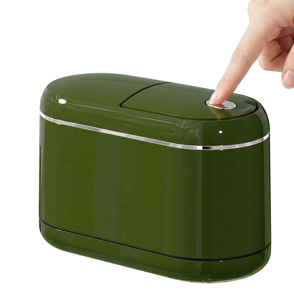 Mini Tischmülleimer mit Deckel, Grün
