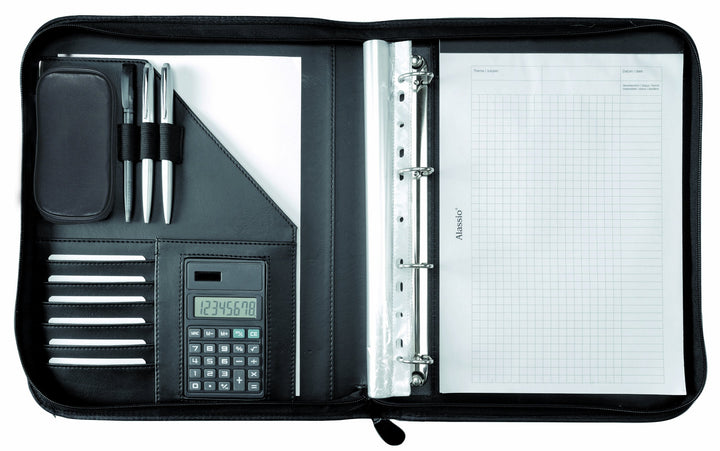 Alassio 30104 Ringbuchmappe A4 Porto, Tagungsmappe aus FINEtouch-Lederimitat, Schreibmappe mit Block