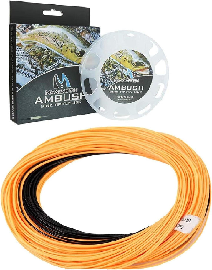 Maximumcatch Sinken-Spitze Fliegenschnur für Fliegenfischen, 3ips, 4/5/6/7/8 F/S Orange/schwarz WF-5