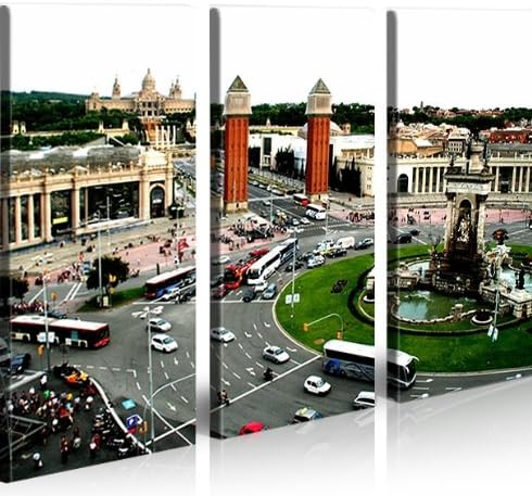 islandburner Bild Bilder auf Leinwand Placa Espana Barcelona XXL Poster Leinwandbild Wandbild Dekoar